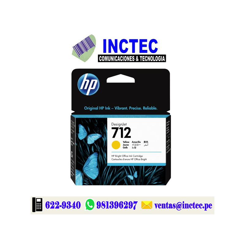 Cartucho de Tinta HP DesignJet 712 Amarillo de 29 ml